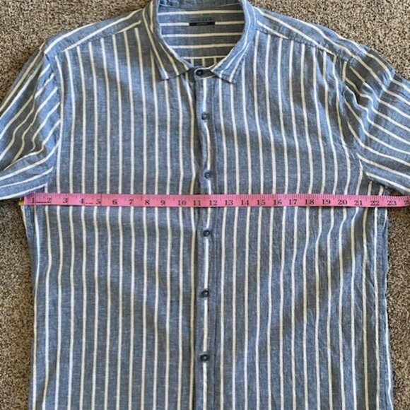 INTIMISSIMI Uomo Blue Striped Linen/Cotton Button Up Shirt XL - Picture 11 of 15